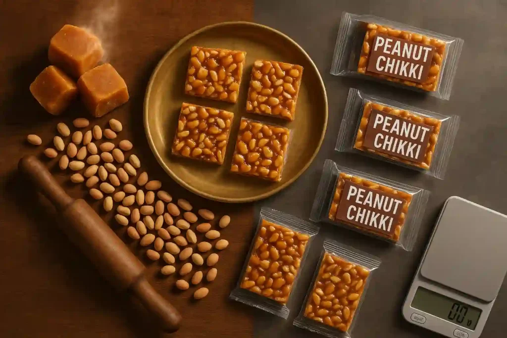 From traditional handmade peanut chikki to modern packaged innovation — showcasing the evolution of peanut chikki in India and its journey from local sweet to national favorite
